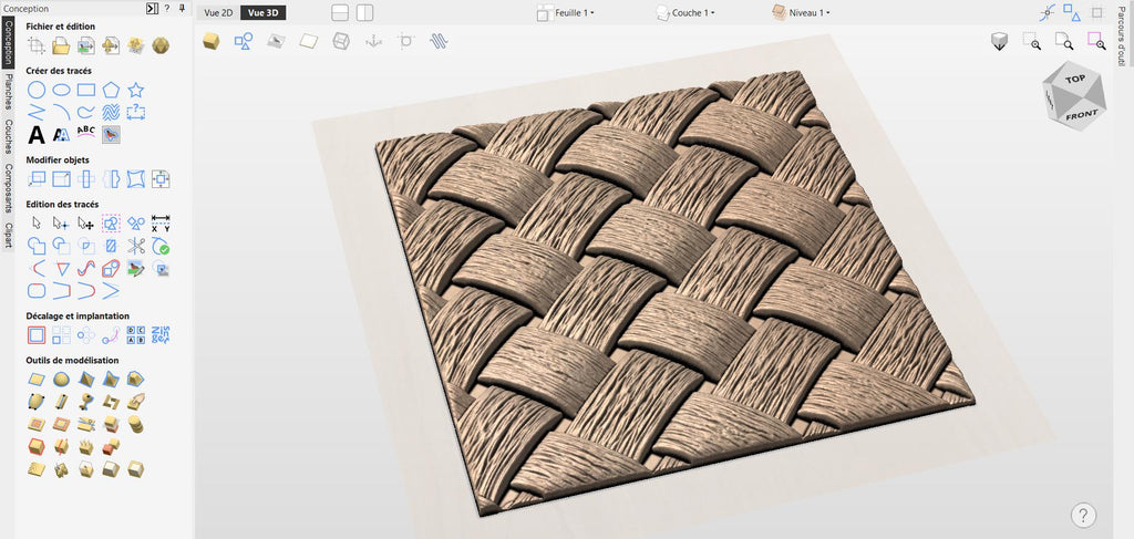 Fichier CNC panneau texture bois tressée – bas-relief motif pour sculpture bois, design porte de meuble et décoration murale STL