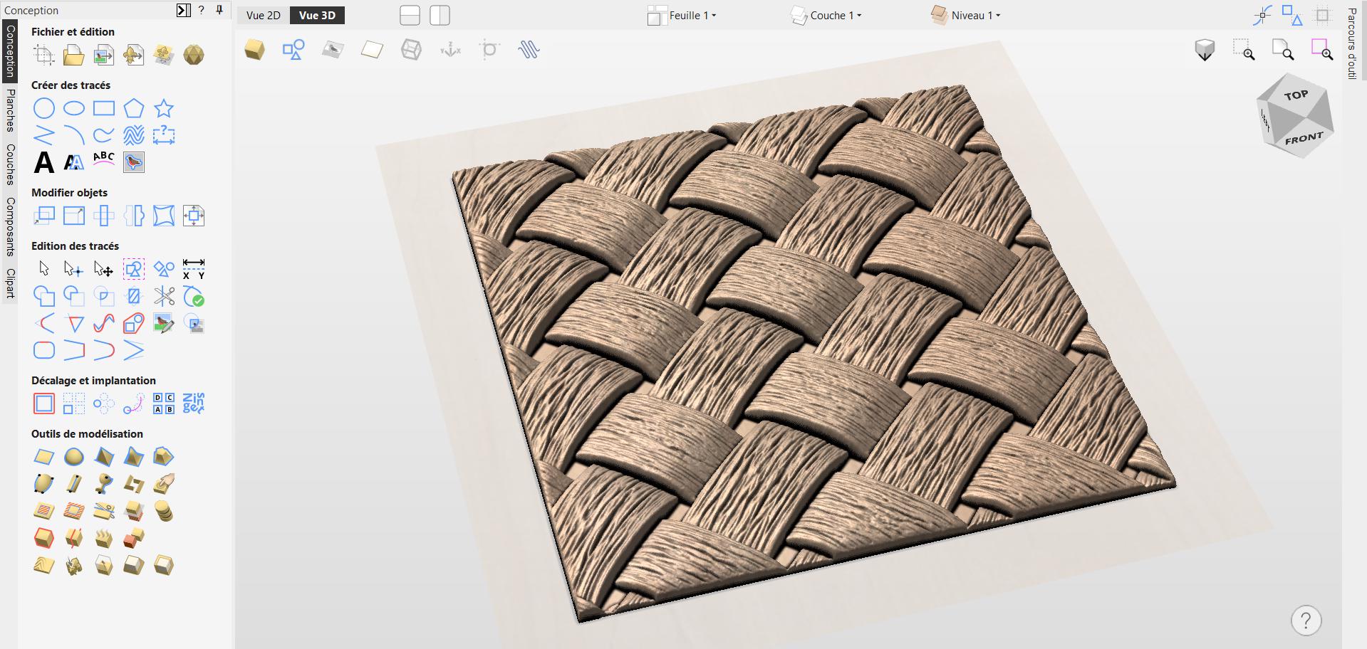 Fichier CNC panneau texture bois tressée – bas-relief motif pour sculpture bois, design porte de meuble et décoration murale STL