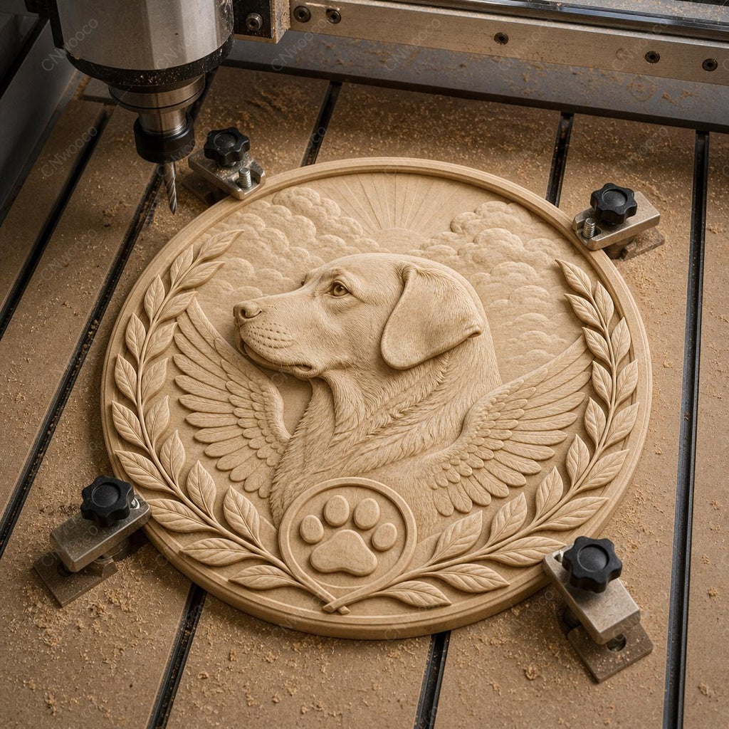 CNC & impression 3D chien ange mémorial, STL de haute qualité pour souvenir animal et sculpture bois