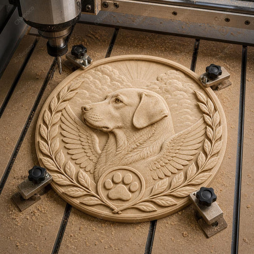 CNC & impression 3D chien ange mémorial, STL de haute qualité pour souvenir animal et sculpture bois