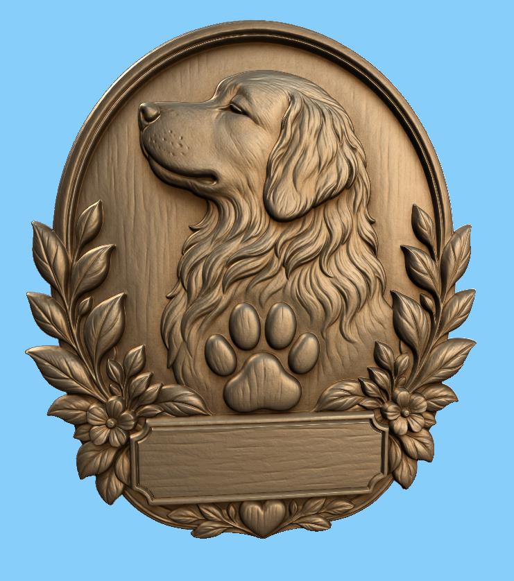 CNC & 3D-Druck Relief-Hundeportrait, Haustiertafeldruckdatei für Holzgravur, hochwertiges STL, anpassbar