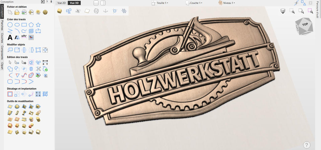 Fichier CNC panneau Holzwerkstatt atelier, bas-relief bois menuisier, décoration murale workshop, modèle gravure 3D STL
