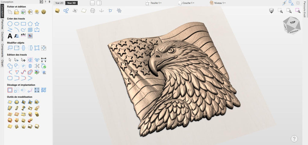 Fichier CNC aigle américain – bas-relief drapeau USA pour sculpture bois, décoration murale patriotique STL