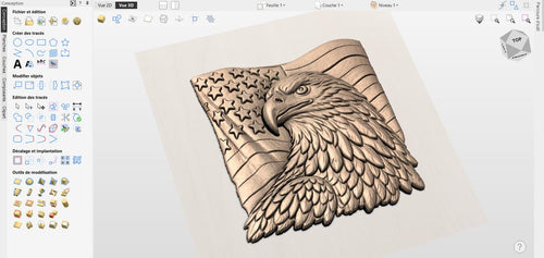 Fichier CNC aigle américain – bas-relief drapeau USA pour sculpture bois, décoration murale patriotique STL