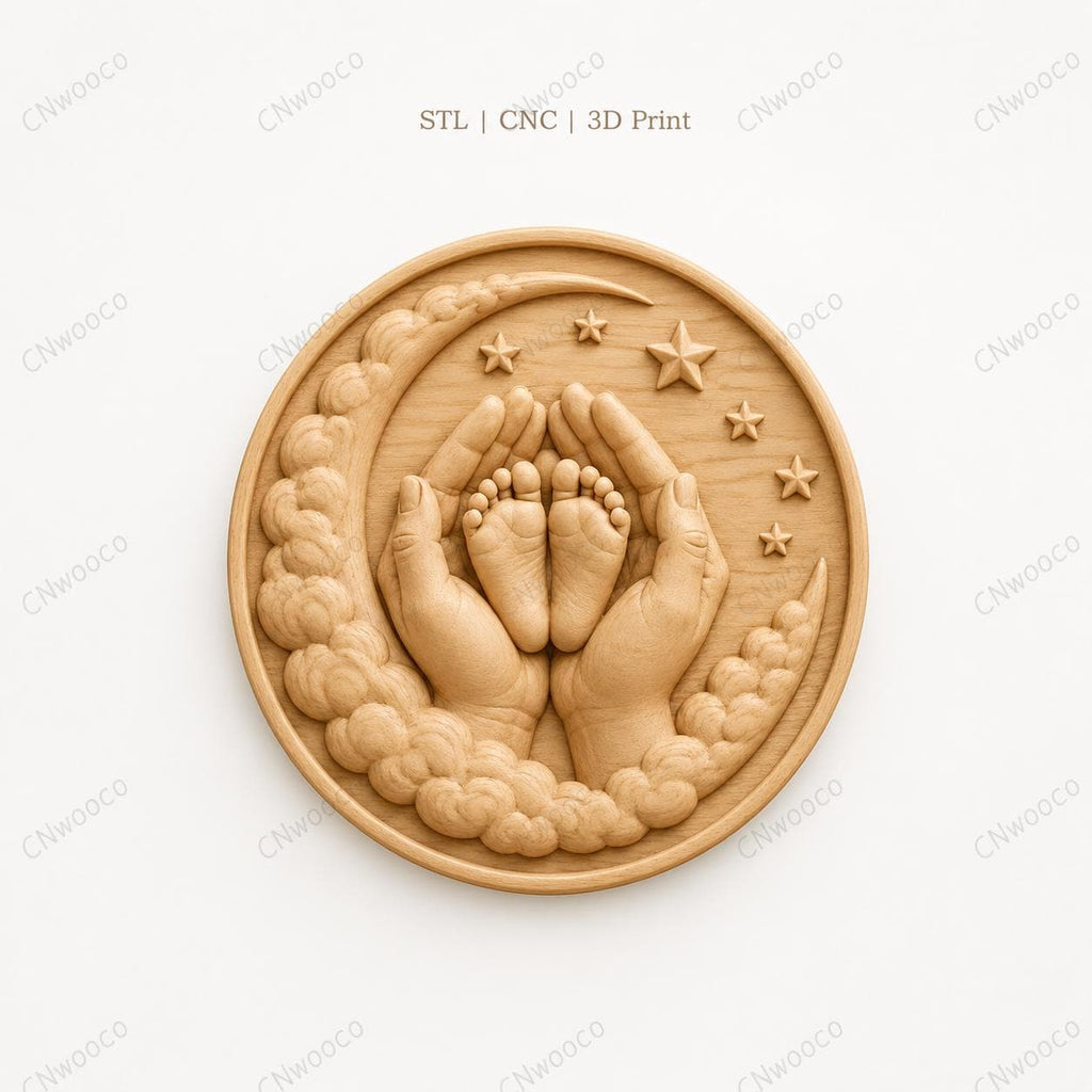 CNC & impression 3D pieds de bébé dans les mains, fichier STL très haute qualité