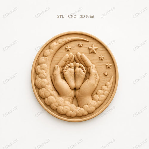 CNC & impression 3D pieds de bébé dans les mains, fichier STL très haute qualité