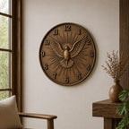 Fichier CNC horloge chrétienne – bas-relief religieux pour sculpture bois, décoration murale église STL
