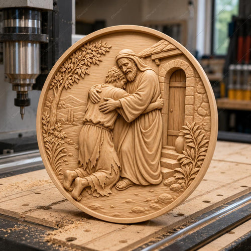 CNC & impression 3D relief de l’Annonciation avec ange Gabriel et Vierge Marie, fichier STL très haute qualité