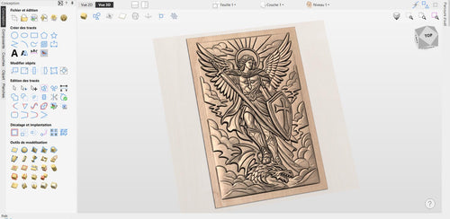 Fichier CNC Saint Michel Archange, bas-relief chrétien dragon, décoration murale religieuse, sculpture bois, modèle gravure 3D STL