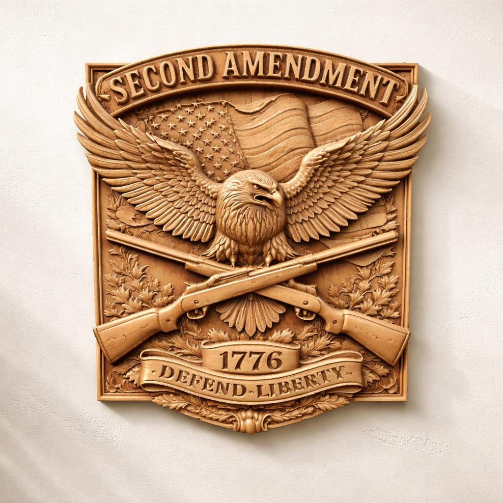 Fichier CNC aigle patriotique 1776 Second Amendment, bas-relief bois liberté, décoration murale USA, modèle gravure 3D STL