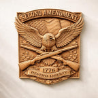 Fichier CNC aigle patriotique 1776 Second Amendment, bas-relief bois liberté, décoration murale USA, modèle gravure 3D STL