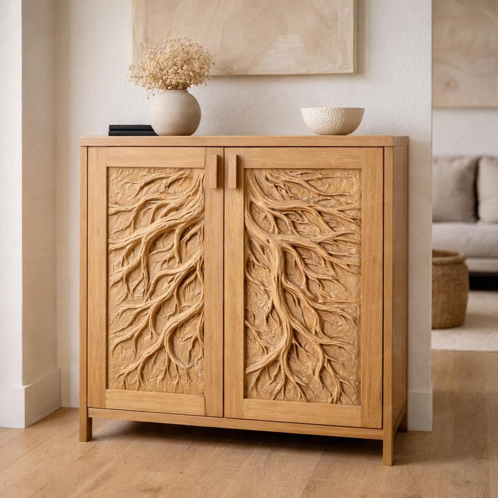 Fichier CNC panneau texture bois racines organiques, bas-relief naturel décoratif, décoration murale, surface bois sculptée, gravure 3D STL