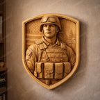 CNC-Datei Soldat USA Flagge, Holz-Basrelief Militär Patriotisch, Wanddekoration, Veteranengeschenk, 3D-Gravurmodell STL