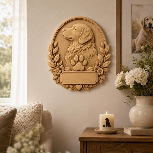 CNC & impression 3D relief portrait de chien, fichier pet plaque pour gravure bois, STL de haute qualité, à personnaliser
