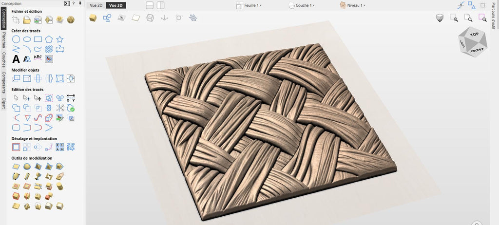 Fichier CNC panneau texture bois tressée – bas-relief pour sculpture bois, design porte de meuble et décoration murale STL