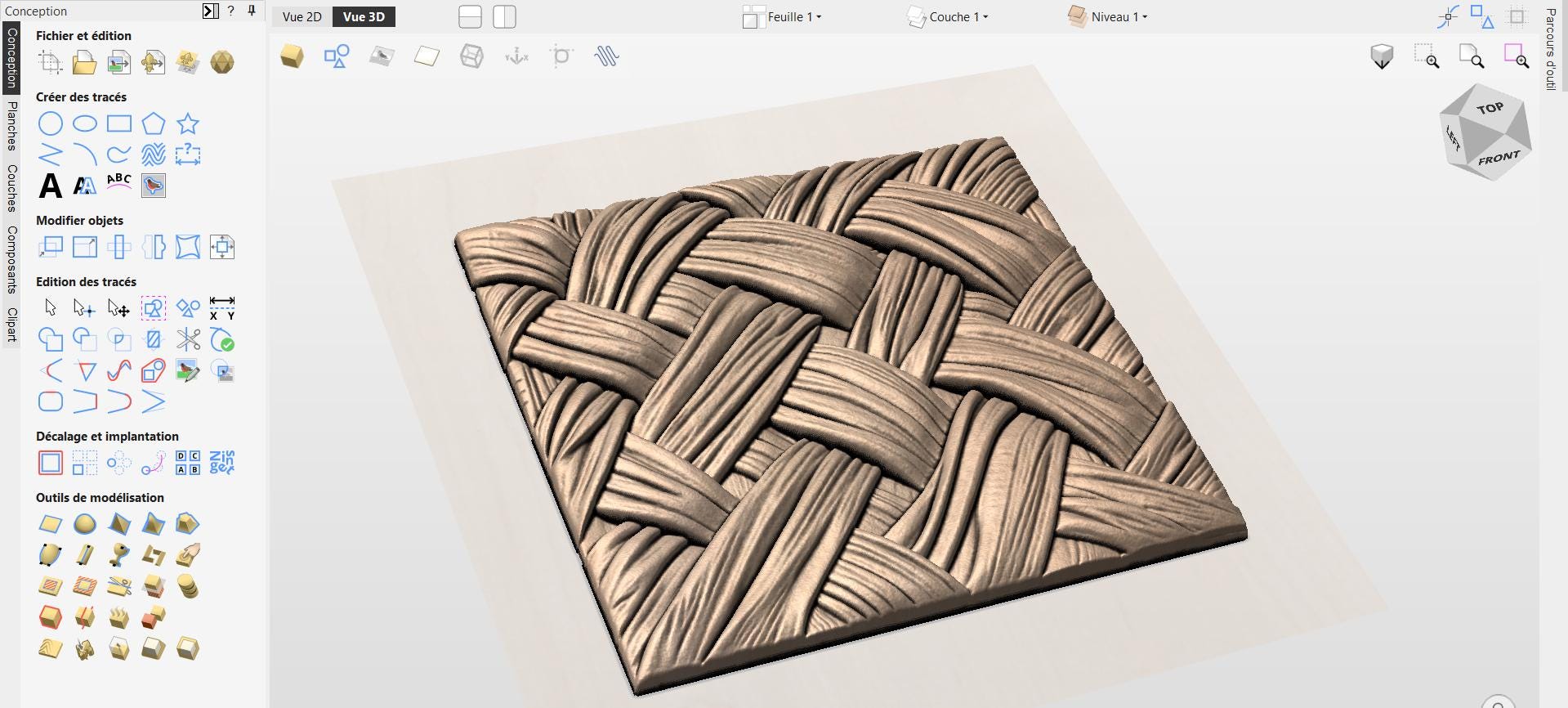 Fichier CNC panneau texture bois tressée – bas-relief pour sculpture bois, design porte de meuble et décoration murale STL