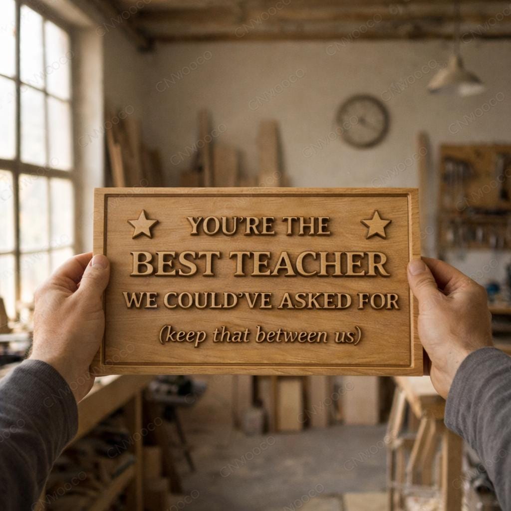 CNC-Datei & 3D-Druck „Bester Lehrer“-Schild – Holzrelief für Lehrergeschenk, Wanddekoration STL