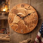 Fichier CNC horloge aigle drapeau USA, bas-relief bois patriotique, décoration murale américaine, sculpture horloge, modèle gravure 3D STL