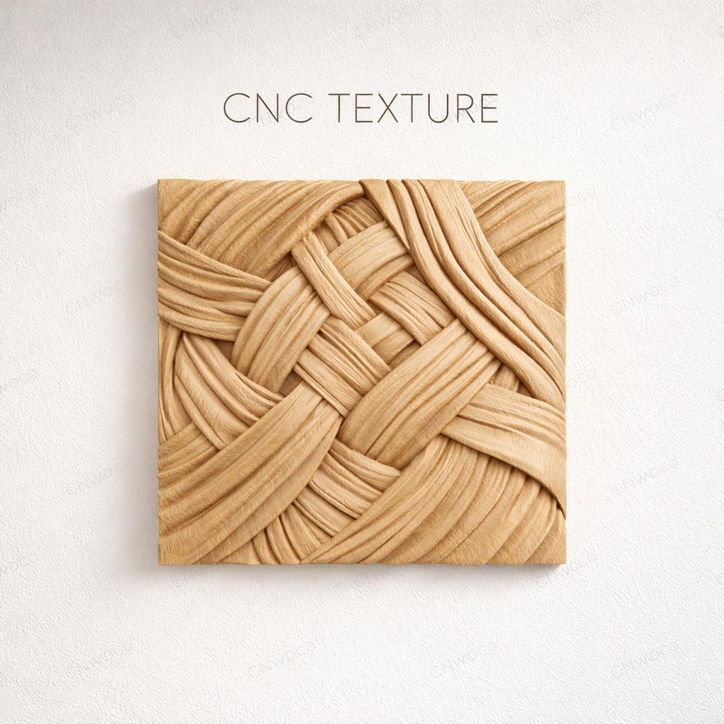 Fichier CNC panneau texture bois tissé, bas-relief motif tressé décoratif, décoration murale, panneau porte meuble, modèle gravure 3D STL