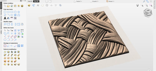 Fichier CNC panneau texture bois tissé, bas-relief motif tressé décoratif, décoration murale, panneau porte meuble, modèle gravure 3D STL