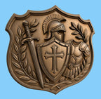 CNC & impression 3D relief armure de chevalier croisé avec épée et bouclier, fichier STL très haute qualité