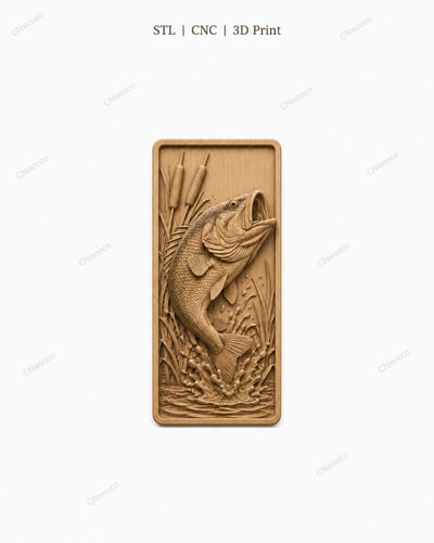 CNC & impression 3D poisson bass sautant hors de l’eau, fichier STL très haute qualité