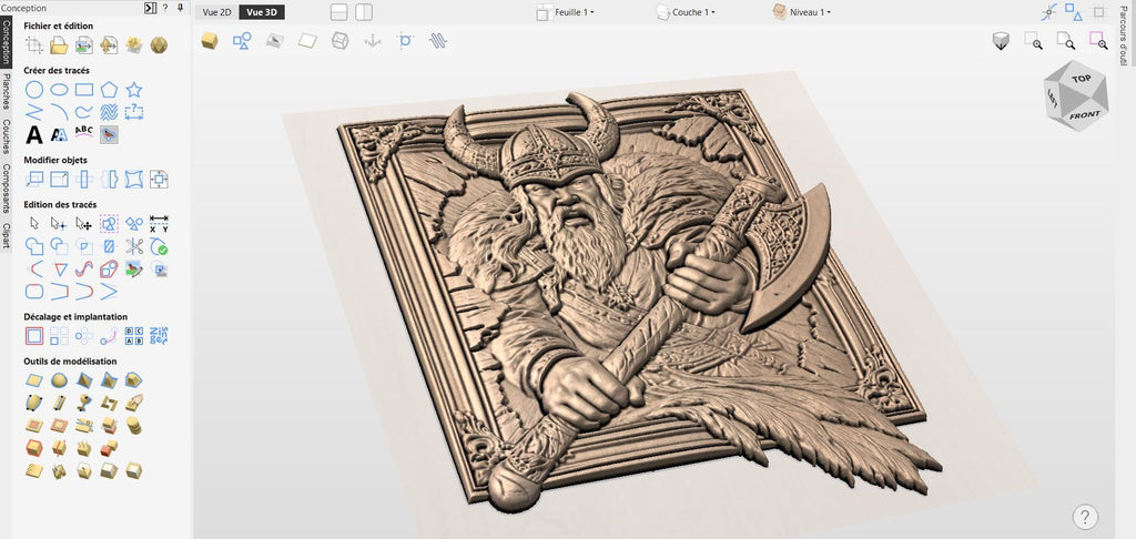 CNC-Datei Wikingerkrieger Nordische Axt, skandinavisches Holz-Basrelief, rustikale Wanddekoration, Holzskulptur, 3D STL Gravurmodell