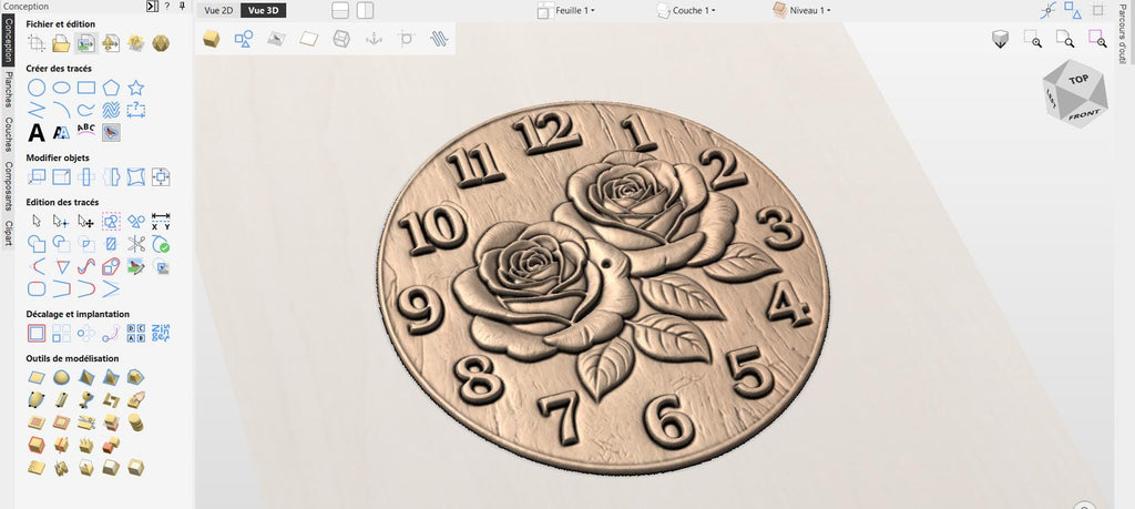 CNC-Datei Rosenuhr – florales Basrelief für Holzskulptur, Wanddekoration STL