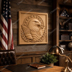 CNC & impression 3D relief aigle américain avec drapeau, décor patriotique, fichier STL très haute qualité