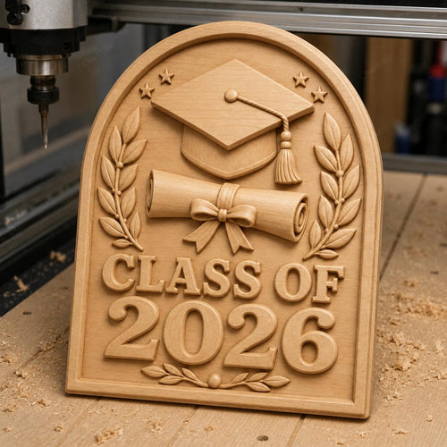 CNC & impression 3D relief diplôme Class of 2026, fichier STL très haute qualité