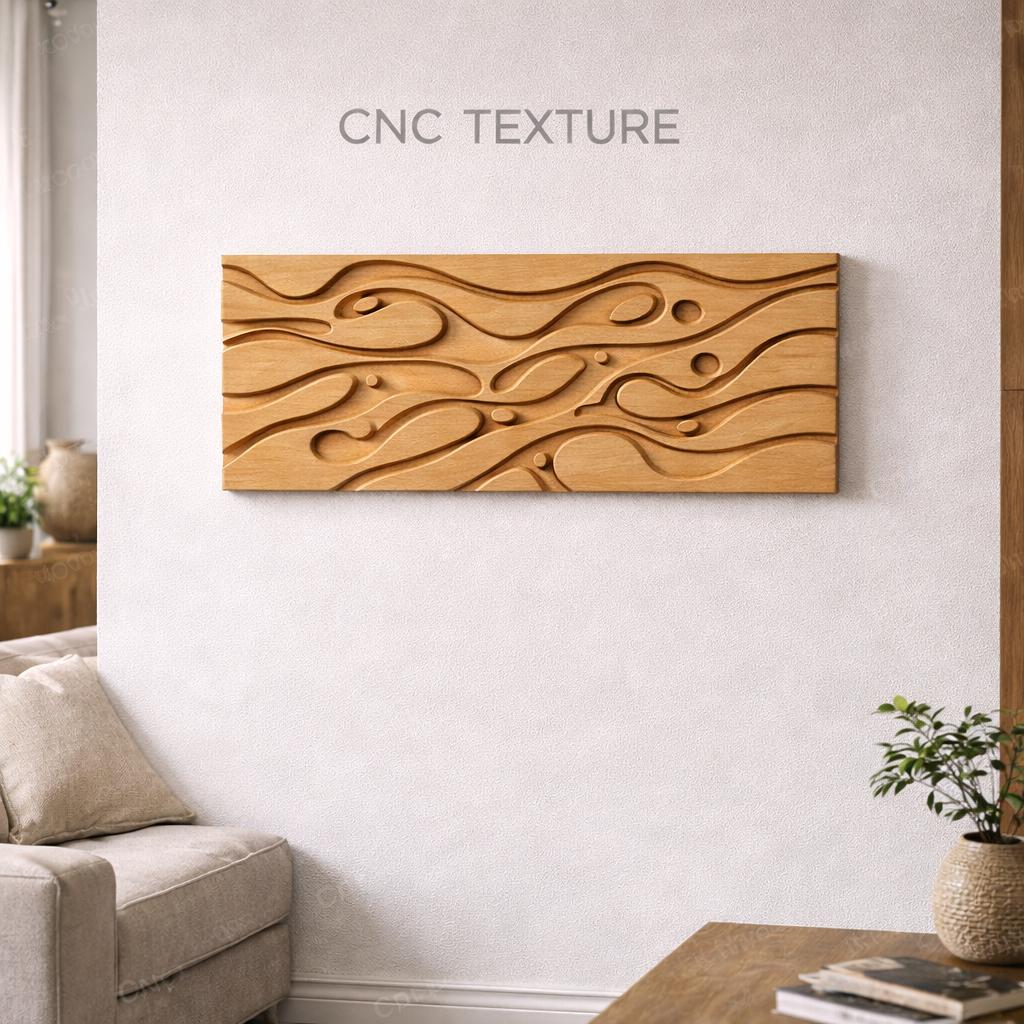 Fichier CNC panneau texture bois vague moderne – bas-relief pour sculpture bois, design façade meuble et décoration murale STL