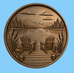 CNC & impression 3D relief lac avec chaises Adirondack, décoration chalet nature, fichier STL très haute qualité