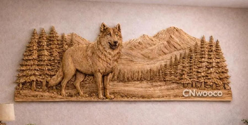 Fichier CNC pack 5 animaux sauvage, loup aigle cerf élan, bas-relief bois rustique, décoration murale, modèle gravure 3D STL