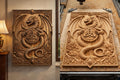 CNC-Datei keltischer Drache Wikingerschild, Fantasy-Holz-Basrelief, Drachen-Wanddekoration, Holzskulptur, 3D-Gravurmodell STL