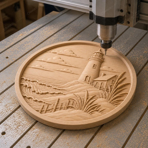 CNC & impression 3D phare bord de mer, fichier STL de haute qualité pour relief bois, coastal lighthouse carving