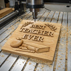Fichier CNC & impression 3D panneau Best Teacher Ever – bas-relief bois pour cadeau professeur, décoration murale école STL