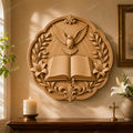 CNC & impression 3D relief colombe du Saint-Esprit avec livre ouvert, fichier STL très haute qualité