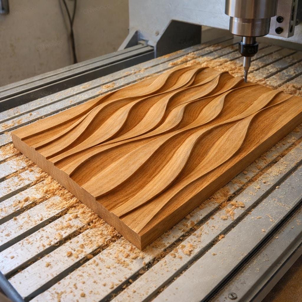 Fichier CNC panneau texture bois vague – bas-relief motif pour sculpture bois, design porte de meuble et décoration murale STL