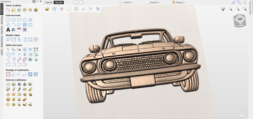 Fichier CNC voiture muscle car – bas-relief automobile pour sculpture bois, décoration murale STL