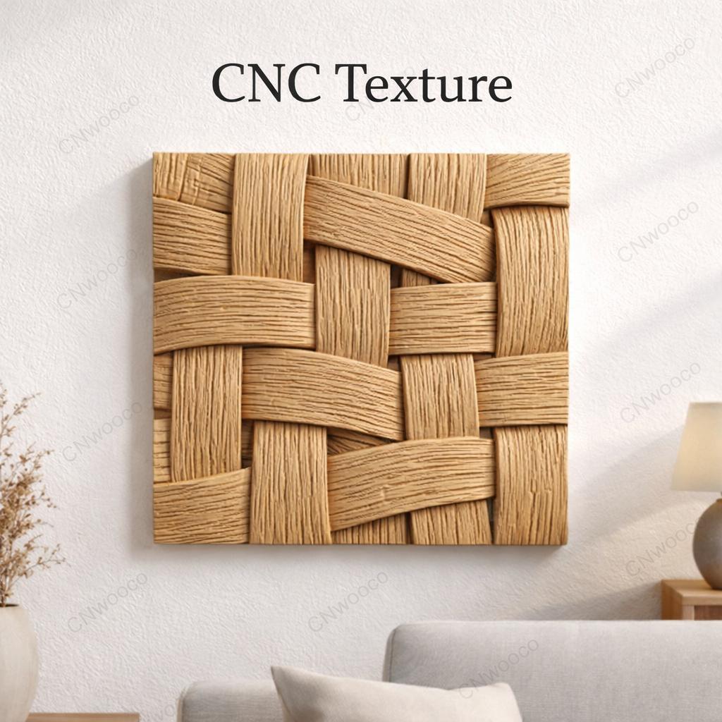 Fichier CNC panneau texture bois tissé, bas-relief motif tressé décoratif, décoration murale, panneau porte meuble, modèle gravure 3D STL