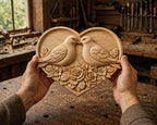 Fichier CNC cœur oiseaux amoureux – bas-relief couple romantique pour sculpture bois, décoration mariage et anniversaire STL
