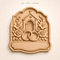 CNC & impression 3D relief mariage avec église et alliances, plaque wedding pour gravure bois, STL de haute qualité, à personnaliser