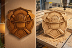 CNC-Datei Feuerwehrhelm, Holz-Flachrelief Feuerwehr, Wanddekoration Feuerwehr, Holzskulptur, 3D-STL-Gravurmodell