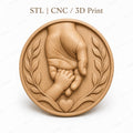 CNC & impression 3D relief mains père et enfant avec cœur, fichier STL très haute qualité