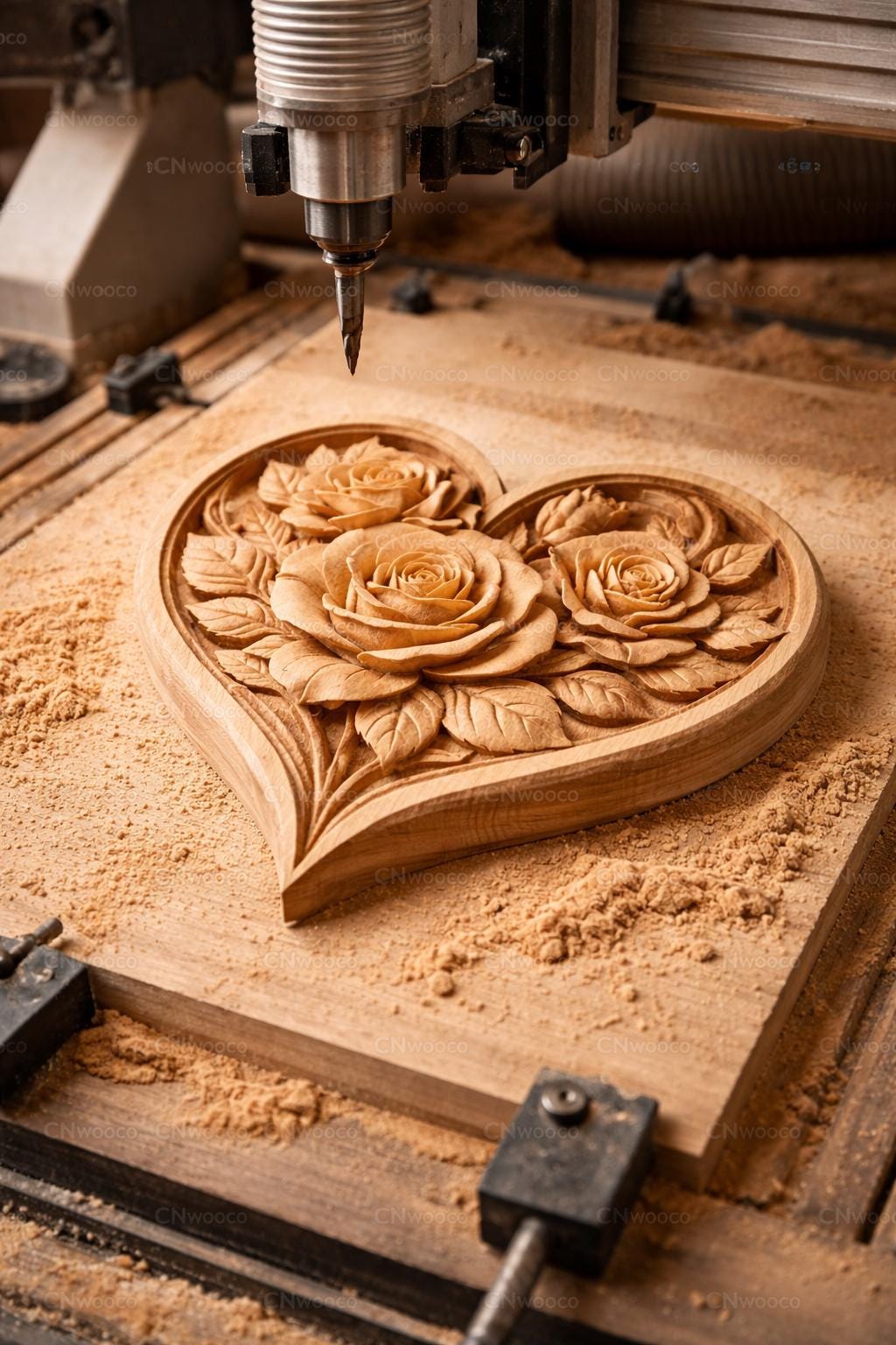 CNC-Datei & 3D-Druck Rosenherz – 3D-Relief für Holzskulpturen, Wanddekoration STL