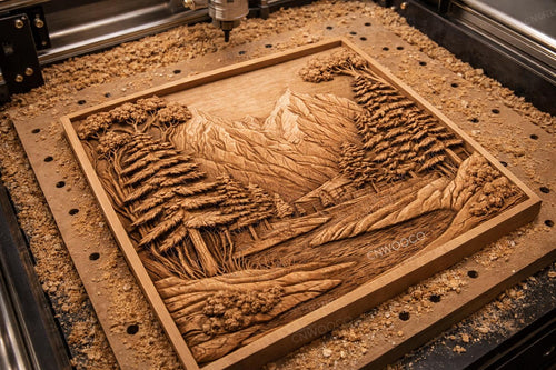 Mountain landscape 3D CNC  file bas relief STL file for CNC router wall art