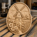 CNC & 3D-Druck, Relief ländliche Mühle mit Zaun und Blumen, STL-Datei sehr hohe Qualität