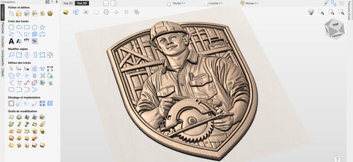 Fichier CNC menuisier atelier, bas-relief bois artisan, décoration murale workshop, cadeau woodworker, modèle gravure 3D STL