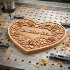 Fichier CNC cœur Ich liebe dich floral, bas-relief bois romantique, décoration murale amour, modèle gravure 3D STL