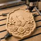CNC & impression 3D mains en prière avec roses, relief religieux chrétien STL haute qualité pour sculpture bois